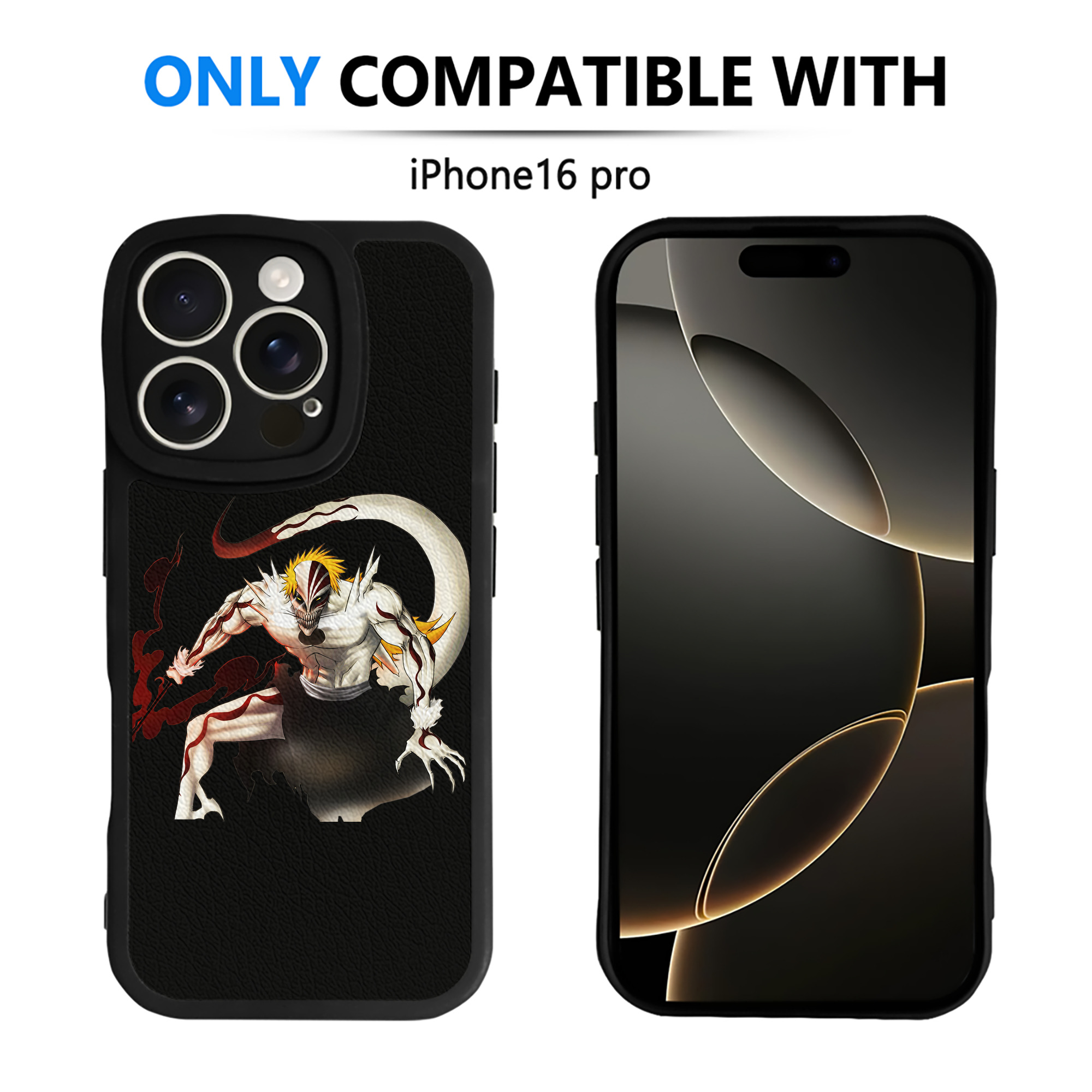 （画像用） ブリーチ 黒崎一護（くろさき いちご）BLEACH Kurosaki Ichigo 【iPhone 16シリーズ対応】シリコンスマホケース（レザー調） 材質：シリコン